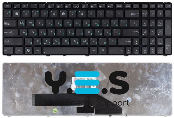 Клавіатура для ноутбука Asus (K50, K60, K70) Black, (Black Frame) RU