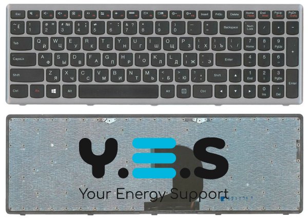 Клавіатура для ноутбука Lenovo Ideapad P500, Z500, Z500A, Z500G, Z500T Black, (Gray Frame) RU