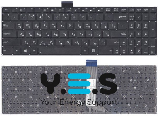 Клавіатура для ноутбука Asus (X502) Black, (No Frame), RU (горизонтальний ентер)