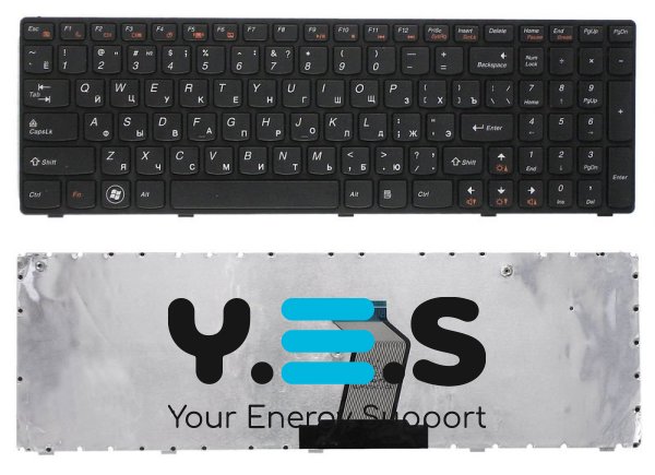 Клавіатура для ноутбука Lenovo IdeaPad (Z560, Z565, G570, G770) Black, (Black Frame), RU