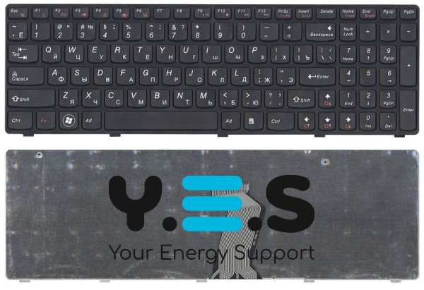 Клавіатура для ноутбука Lenovo IdeaPad G580, G585, Z580, Z585, Z780 Black, (Black Frame), RU