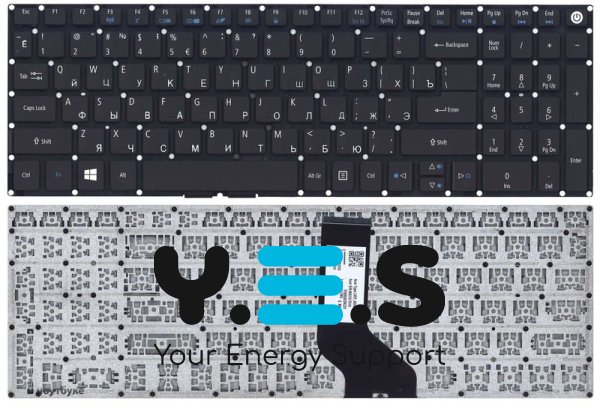 Клавіатура для ноутбука Acer Aspire E5-522, E5-522G, V3-574G, E5-573, E5-573G, E5-573T, E5-573T, E5-532G, E5-722, E5-772, F5-571, F5-571G, F5-572, F5-572G, VN7-792G, V17 Nitro, Packard Bell EasyNote TE69BH Black, (No Frame) RU