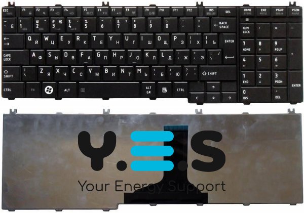 Клавіатура Toshiba Satellite (C650, C650D, C655, C655D, C660, C660D, C665, C665D, C670, C670D, C675, C675D, L650, L650D, L655, L655D, L670, L670D, L675, L675D, L750, L750D, L755, L755D, L770, L770D, L775, L775D ) Black, RU/EN