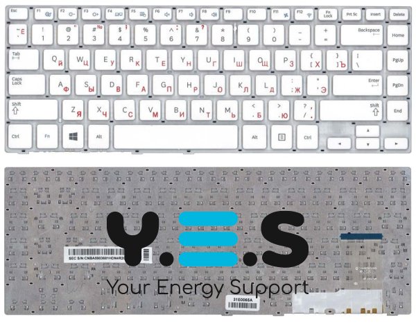 Клавіатура для ноутбука Samsung (470R4E, BA59-03680A) White, (No Frame), RU