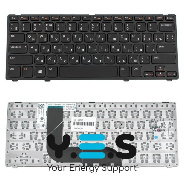 Клавіатура для ноутбука DELL (Inspiron 5423, Vostro 3360) — чорна, російська розкладка, з рамкою