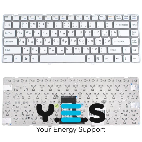 Клавіатура для ноутбука Sony (VPC-EA series) — біла, без фрейма, російська розкладка