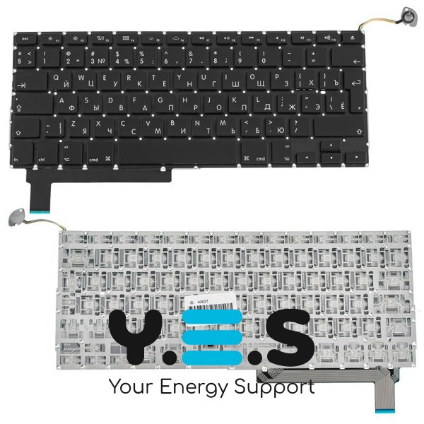 Клавіатура APPLE MacBook Pro A1286 (2009–2012) — чорна, російська розкладка, велика клавіша Enter