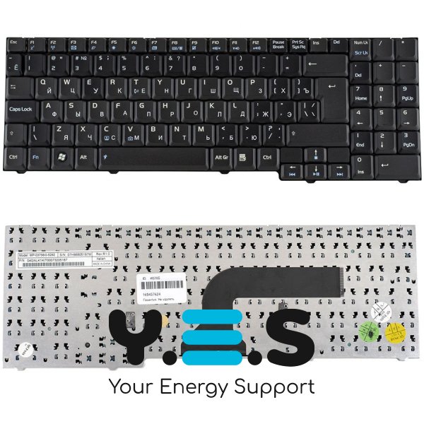 Клавіатура ASUS A7, F7, G50, G70, M50, M70, X70, X71 (без ніжок) / ACER Packard Bell Ajax D, Ajax C series — чорна, російська розкладка