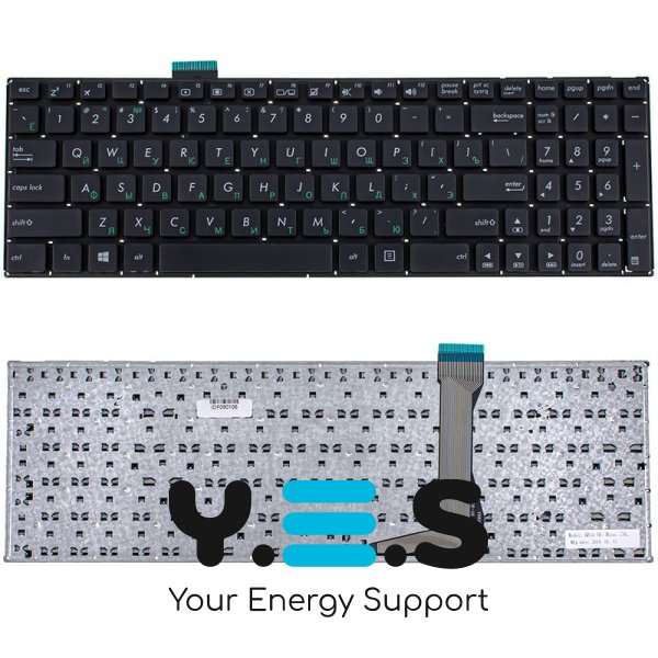 Клавіатура для ноутбука ASUS E502MA, E502SA series, чорна, російська розкладка, без фрейма