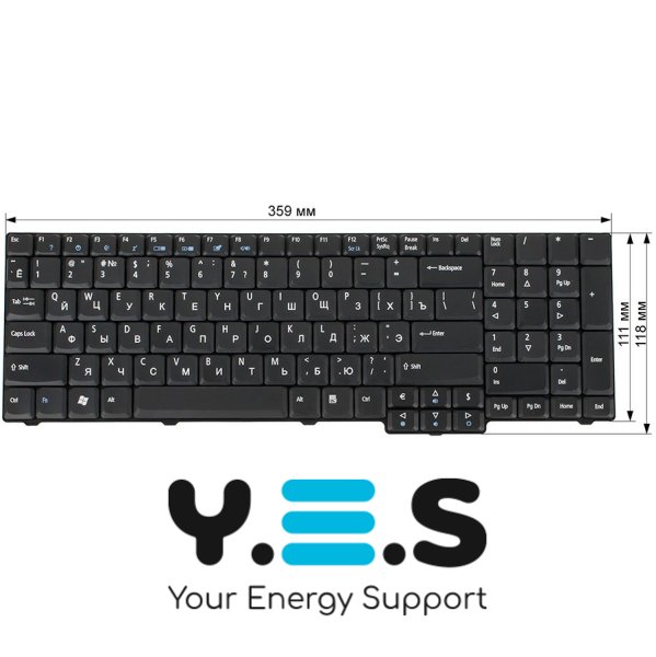 Клавіатура ACER Aspire 6530, 6930, 7000, 9300 / TravelMate 5100, 7320 / Extensa 5235, 7220 / eMachines E528 — чорна, російська розкладка