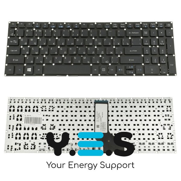Клавіатура ACER Aspire E5-522, E5-573 — чорна, російська розкладка, без рамки (ОРИГІНАЛ)