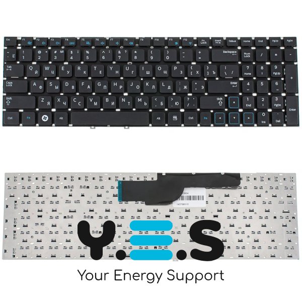 Клавіатура для ноутбука Samsung (NP300E5, NP300V5, NP305E5, NP305V5 series) — чорна, російська розкладка, без рамки
