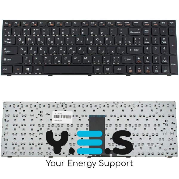 Клавіатура для ноутбука Lenovo M5400, B5400 — чорна, російська розкладка, чорна рамка