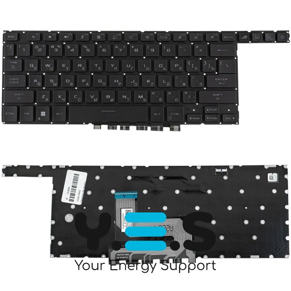 Клавіатура для ноутбука ASUS GX650 series — чорна, російська розкладка, без фрейма, підсвітка клавіш (RGB)