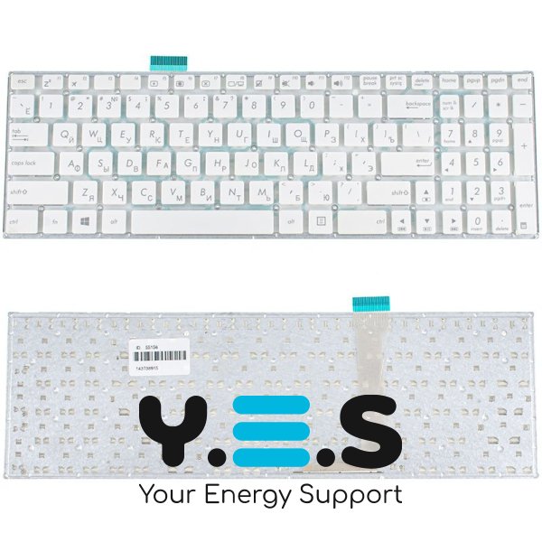 Клавіатура для ноутбука ASUS E502MA, E502SA series, біла, російська розкладка, без фрейма