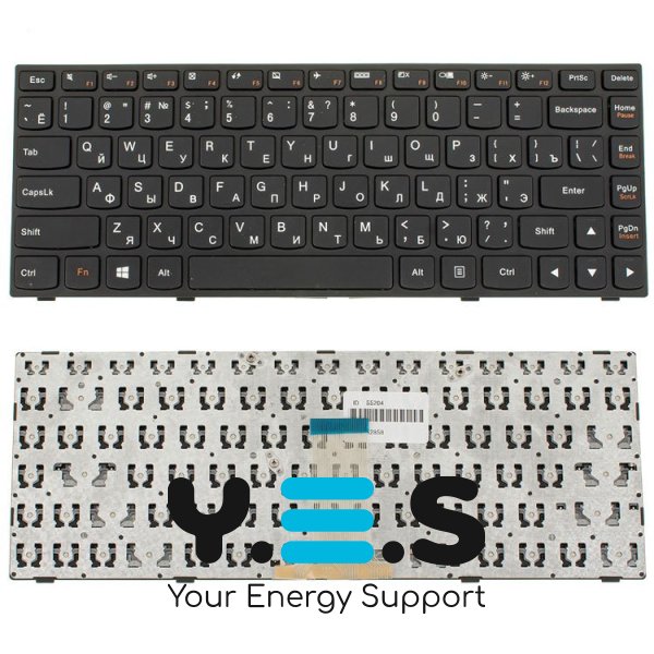 Клавіатура для ноутбука LENOVO G40-30, G40-45, G40-70, Z40-70, Z40-75, Flex 2-14, російська розкладка, чорна, з чорним фреймом