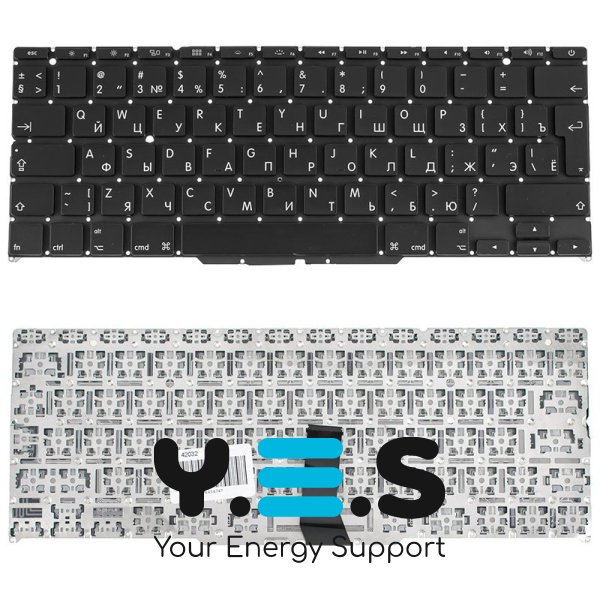 Клавіатура APPLE MacBook Air A1370, A1465 (2011–2015) — чорна, російська розкладка, велика клавіша Enter