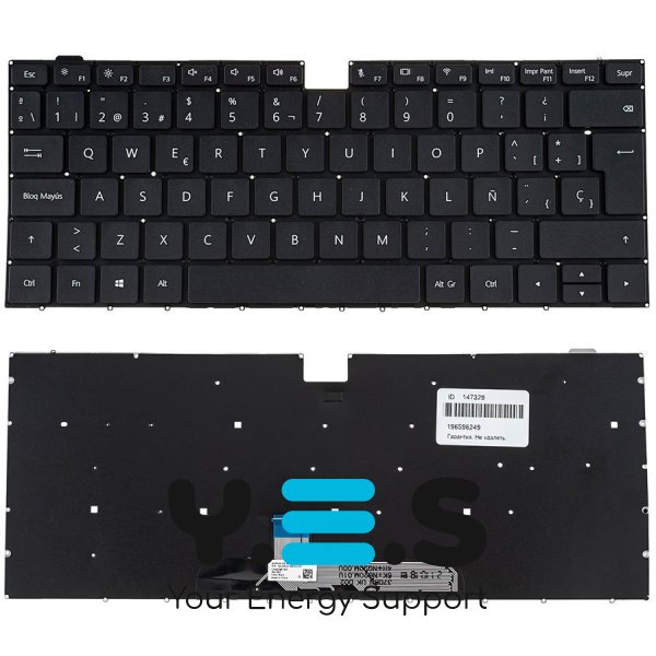 Клавіатура для ноутбука HUAWEI D14, D15 series, англійська розкладка, чорна, без фрейма