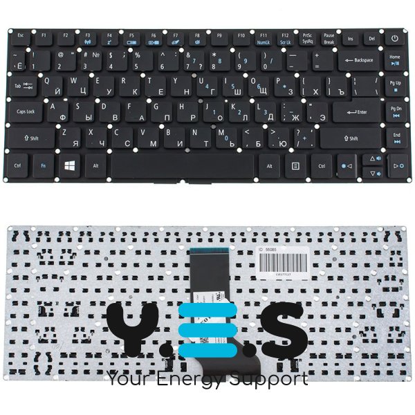 Клавіатура ACER Aspire E5-422, E5-473 — чорна, російська розкладка, без рамки