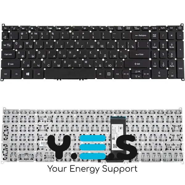 Клавіатура ACER Aspire A317-53 — чорна, російська розкладка, без рамки