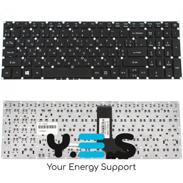 Клавіатура ACER Aspire E5-522, E5-573 — чорна, українська розкладка, без рамки