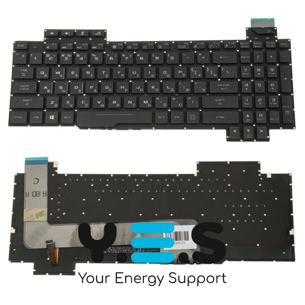 Клавіатура для ноутбука ASUS GL703VD, GL703VM — чорна, російська розкладка, без фрейма, підсвітка клавіш RGB (ОРИГІНАЛ)