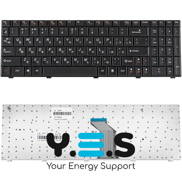 Клавіатура для ноутбука Lenovo G560, G565 — чорна, російська розкладка