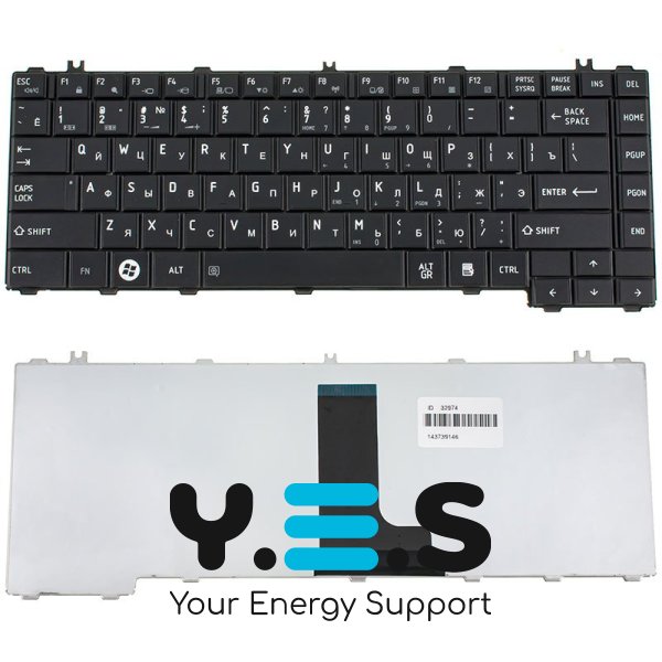 Клавіатура TOSHIBA L600, L630, L635, L640, L645, C600, C640, C645 — чорна, російська розкладка