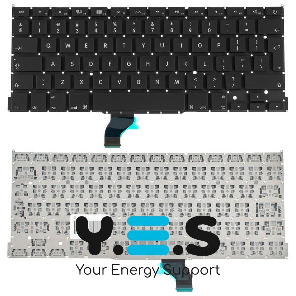 Клавіатура APPLE MacBook Pro Retina A1502 (2013–2015) — чорна, англійська розкладка, велика клавіша Enter