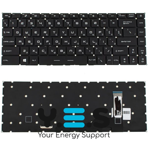 Клавіатура для ноутбука MSI (GS66, GE66) — чорна, російська розкладка, без фрейма, підсвітка клавіш RGB (оригінал)