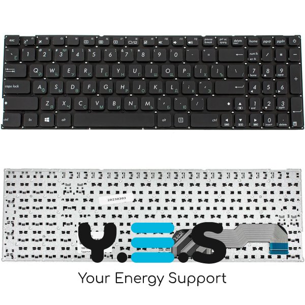 Клавіатура для ноутбука ASUS X541 — чорна, російська розкладка, без рамки (ОРИГІНАЛ)