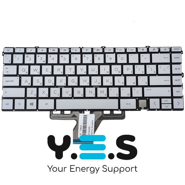 Клавіатура для ноутбука HP (15T-ES) — срібляста, російська розкладка, без рамки, з підсвіткою клавіш