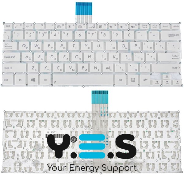 Клавіатура для ноутбука ASUS F200, R202, X200 series, біла, російська розкладка, без фрейма