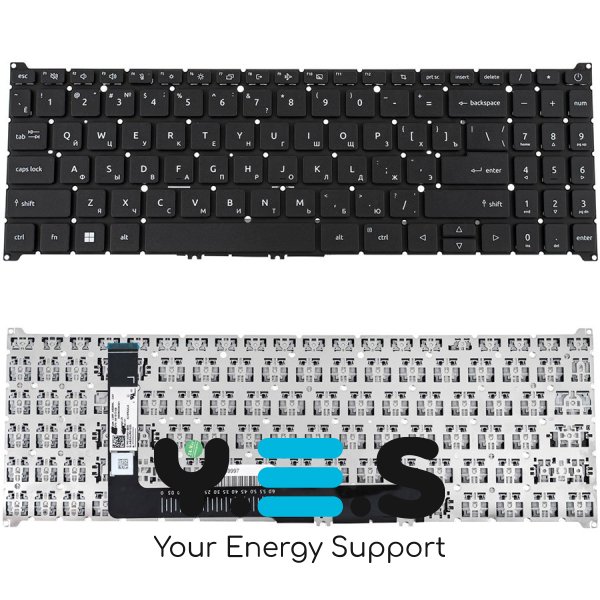 Клавіатура ACER Aspire A315-59 — чорна, російська розкладка, без рамки