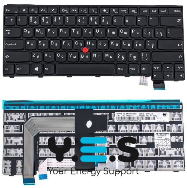Клавіатура для ноутбука Lenovo ThinkPad T460S, T470S — чорна, російська розкладка
