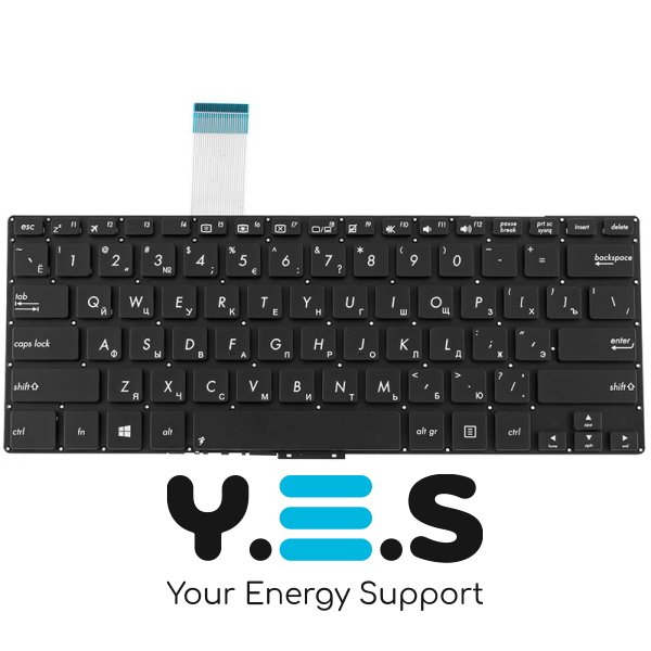 Клавіатура для ноутбука ASUS S300, S301 — чорна, російська розкладка, без фрейма