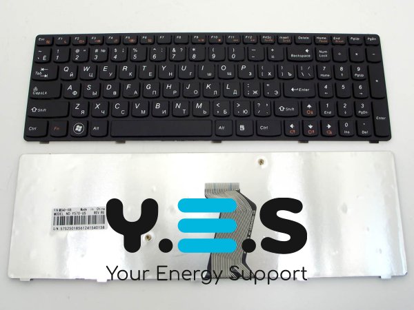 Клавіатура для ноутбука Lenovo IdeaPad Y570, Y770 (RU Black, чорна рамка)