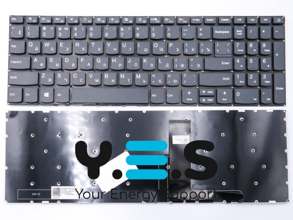 Клавіатура для ноутбука LENOVO IdeaPad 320-15ABR, 320-15IAP, 320-15AST, 320-15IKB, 320-15ISK, 330-15IKB, 330-15ICH, 330-15ICN, 330-15IGM, S145-15IWL, S145-15AST, S145-15API (RU Gray)