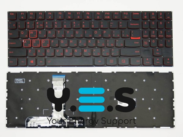 Клавіатура для LENOVO Legion Y520, Y520-15IKB, Y720, Y720-15IKB (RU Black/RED без рамки з підсвіткою) — Оригінал