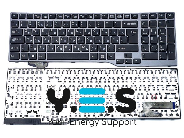 Клавіатура для Fujitsu Lifebook E753, E754, E756, E554, E556 (RU Black з сірою рамкою)
