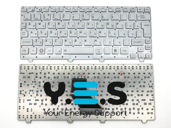 Клавіатура для ноутбуків Toshiba NB200, NB205, NB250, NB255, NB305 (срібляста, без рамки, російська розкладка)