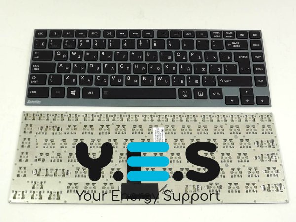 Оригінальна клавіатура для ноутбуків Toshiba U800, U800W, U840, U845, U900, U920, U925, U940 (чорна з сірою рамкою, російська розкладка)