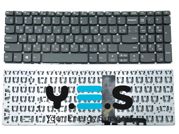 Клавіатура для ноутбука LENOVO IdeaPad 320-15ABR, 320-15IAP, 320-15AST, 320-15IKB, 320-15ISK, 330-15IKB, 330-15ICH, 330-15ICN, 330-15IGM, S145-15IWL, S145-15AST, S145-15API (RU Gray)