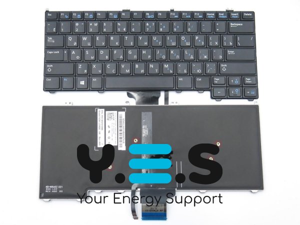 Клавіатура для DELL Latitude E7240, E7440 (чорна, з підсвіткою, RU)