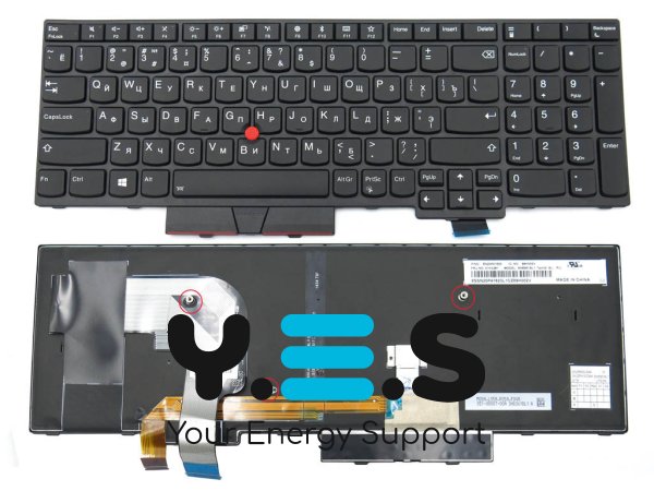 Клавиатура для Lenovo Thinkpad T570, T580, P51S, P52S (Ru Black с подсветкой)