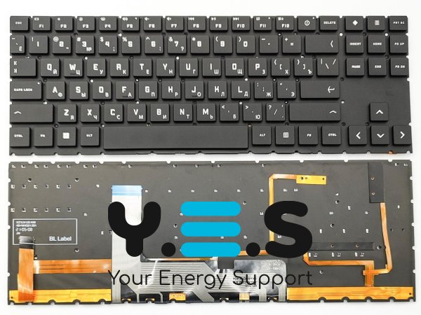 Клавіатура для ноутбука HP Omen 15-EK, 15-EN (RU Black з RGB підсвіткою). Оригінал