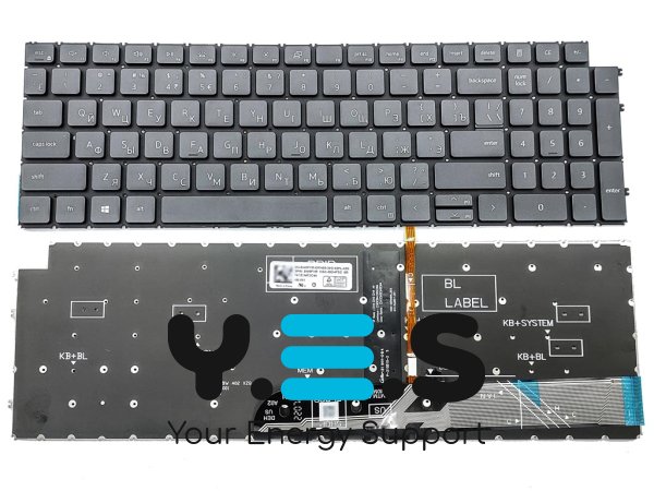 Клавіатура для ноутбуків DELL Inspiron 3511, 3515, 3510, 3520, 5515, 5510, 7510, 16 Plus 7610 — чорна з підсвіткою, російська розкладка