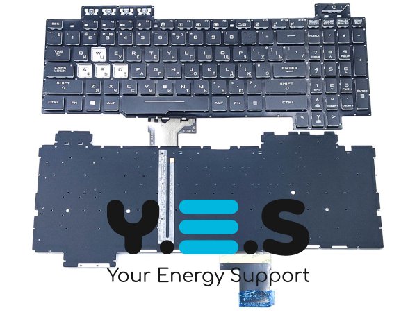Клавіатура для ноутбука ASUS ROG FX505, FX505G, FX505D, FX505GD, FX505GE, FX505GM, FX505DY, FX505DV (RU Black без рамки з RGB підсвіткою). Оригінал