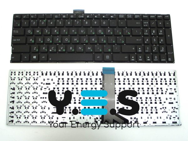 Клавіатура для ASUS K555, X553M, X553MA, X553S, X553SA, X502C, K555LA, K555LP, K555LB, K555LD, K555SJ, X503M, X503MA, X503S, X503 — чорна, без рамки, з кріпленням, російська розкладка
