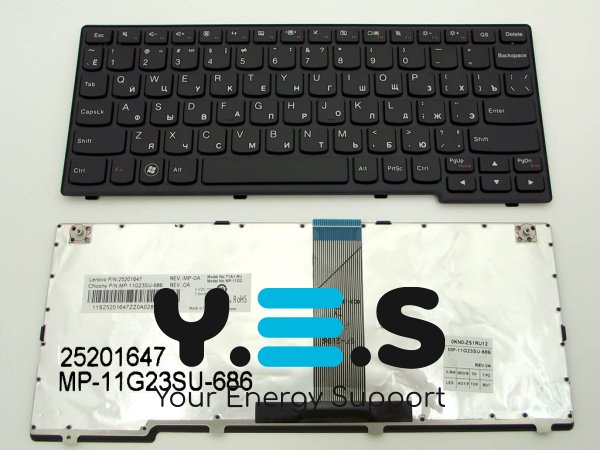 Оригінальна клавіатура для ноутбука Lenovo IdeaPad S206, S200 (RU Black з рамкою)